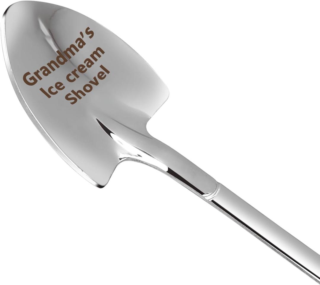 4 x Gifts for Grandma mom Women Ice Cream Spoon Scoop for Ice Cream Lovers, MOM Mother Gifts for mom Women Funny Engraved Stainless Steel Spoon Shovel.