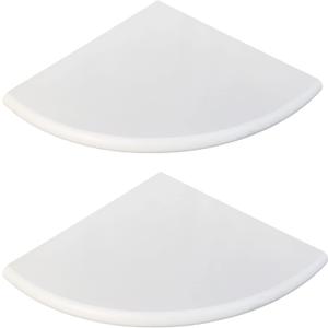 2 Pcs White Marble Corner Shower Shelf for Bathroom, 9'' x 9'' x 0.8'' Marble Corner Shelves for Bathroom Wall Mounted Both Side Polished