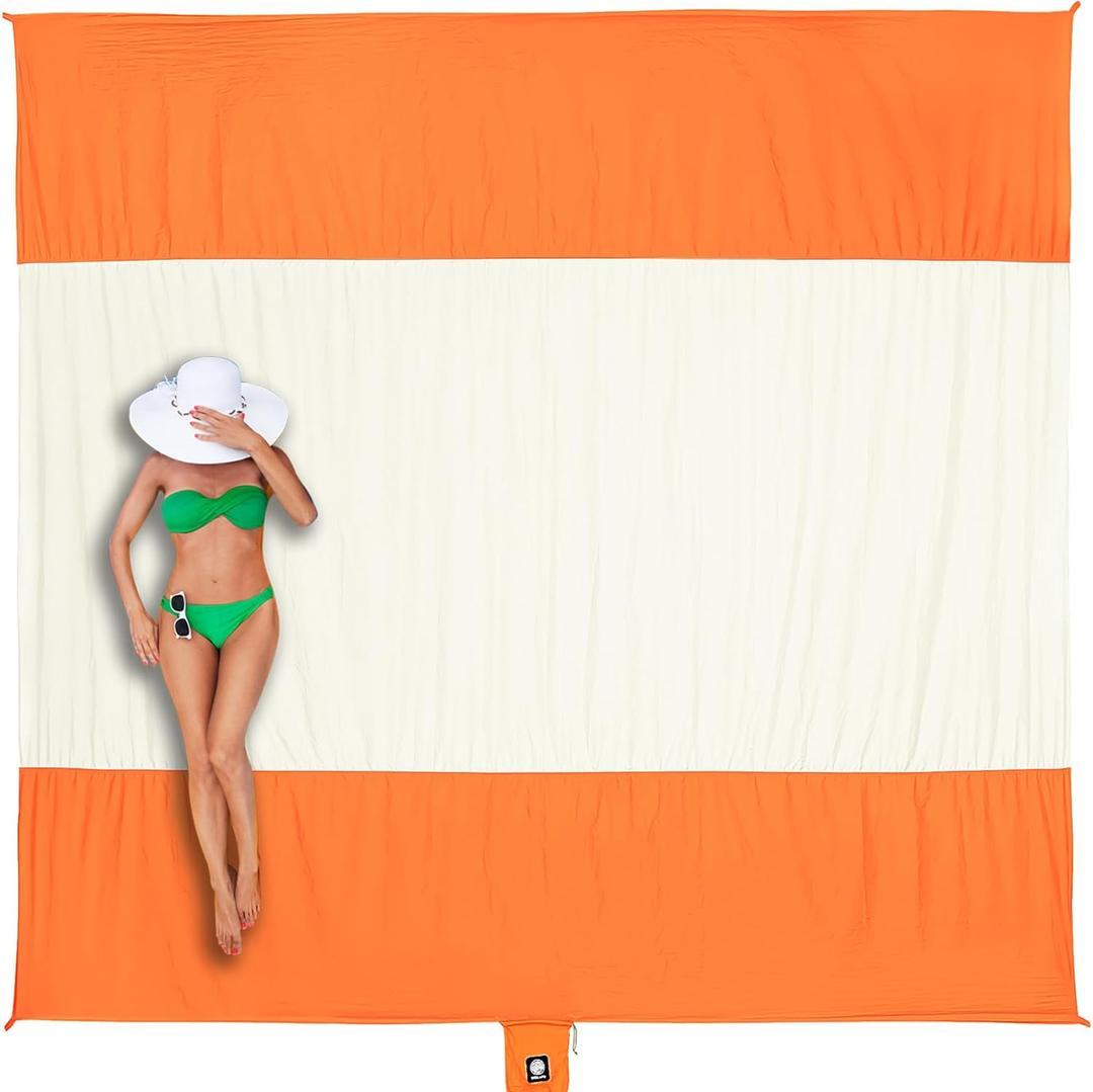 WEKAPO Beach Blanket Sandproof Waterproof, Extra Large Beach Mat, Oversized & Compact Sand Free Mat Quick Drying, Lightweight & Durable with Stakes & Corner Pockets (9x7 FT (15 person), Orange) WEKAPO Beach Blanket Sandproof Waterproof, Extra Large Beach Mat, Oversized & Compact Sand Free Mat Quick Drying, Lightweight & Durable with Stakes & Corner Pockets (9x7 FT (15 person), Orange)