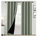 H.VERSAILTEX 100% Blackout Curtains for Bedroom Thermal Insulated Blackout Curtains 84 inch Length Heat and Full Light Blocking Curtains for Living Room with Black Liner 2 Panels Set, Light Sage