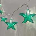 Ocean Themed Starfish String Lights 8.3Ft Marine Fairy String Lights 10 LED Green Starfish Lights, Waterproof Connectable Hanging Tropical Lights for Ocean Room Patio Garden Decor, Warm White