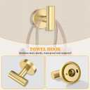 Brushed Gold Towel Bar Set 10 Pieces Round Bathroom Hardware Set Includes 23.6in Towel Bar Towel Ring Toilet Paper Holder Towel Hooks Stainless Steel Wall-Mounted Bathroom Towel Holder Set
