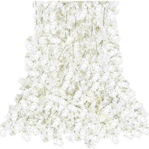 Sggvecsy Cherry Blossom Garland Artificial Cherry Flower Vines 10 Pack Hanging Silk Flowers Garland for Home Wedding Garden Party Arch Office Decor (White)