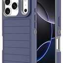 for iPhone 17 Pro Case Heavy Duty Shockproof Dropproof 3-Layer Full Body Protection Military Grade Rugged Tough Non-Slip Cover Case for Apple iPhone 17 Pro 6.3",Navy Blue/Grey