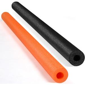 Hanaive 2 Pack Pool Noodles 52 Inch Foam Pool Swim Noodles Hollow Foam Noodle for Christmas Decoration Swimming Floats DIY Floating Craft Projects(Black, Orange)