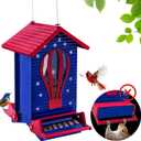 Squirrel Proof Bird Feeder, Metal Bird Seed House Feeders for Outdoors Weight -Activated Protection, Water Proof, 5 lbs Large Capacity Anit Squirrel for Outside Cardinal, Chickadee (Sapphire Blue)
