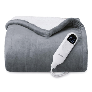 Bedsure Heated Blanket Electric Throw - Seamless Flannel Electric Blanket, Fast Heating with 4 Time Settings & 6 Heat Settings, Warm Gift for Grandma (50x60 inches, Grey)
