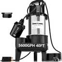 FOTING 1HP 5600 GPH 40FT Sump Pump Submersible Sewage/Effluent Pump - Heavy Duty Cast Iron Automatic/Manual - 115V Septic Pump for Sump Basin/Residential/Sewage/Basement, 2'' NPT,Black