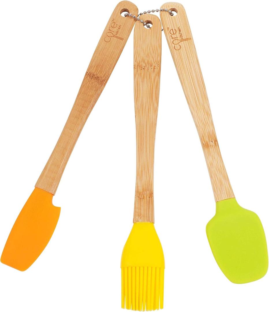 Core Kitchen 3 Piece Mini Utensil Set: Spreader, Basting Brush, Spatula. 8 Inches Long