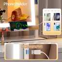 Hasipu Vanity Mirror with Lights, 32" x 24" LED Makeup Mirror, Light up Mirror with 10X Magnification and Phone Holder, USB Charging Port, Smart Touch 3 Colors Dimmable (White)