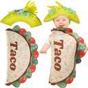 Funnysoft Halloween Baby Taco Costume Set Cinco De Mayo Mexican Fiesta Taco Role Play with Hat for Boys and Girls Costumes (0-6 Months)