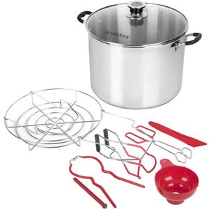 Harvest Stainless Steel 20 Qt Canning Pot with Rack | Water Bath or Steam Canning | Works on All Stovetops Including Induction, Glass, Gas (Stainless Steel Canner + Tools)