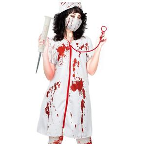 Zhanmai Halloween Zombie Bloody Nurse Costumes Ladies Horror Nurse Costume Bloody for Halloween Party , M