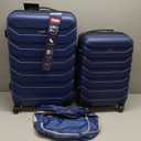 Wrangler 4 Piece Miami Luggage and Packing Cubes Set, Blue