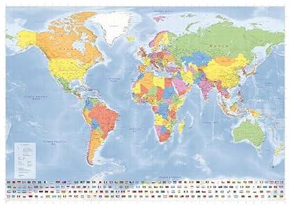 Giant World Map in spanish language (39 X 55) with full lamination (Mapa del mundo en español), wall map