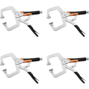 9-Inch C-Clamp Locking Pliers,Heavy Duty Vise Grip Welding Clamp With Swivel Pads for Woodworking,Home,Metalworking,Auto Repair(4 Pack)