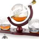 Gifts for Men Dad Husband from Wife Daughter Son, Unique Christmas Anniversary Birthday Gifts for Him, Whiskey Decanter Globe Set with 2 Glasses, Bourbon Scotch Liquor Cool Stocking Stuffers Presents