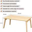 Bamboo Coffee Table Foldable Japanese Floor Desk Folding Low Tea Table No Assembly 26x16x12in Portable Bedroom Living Room Furniture for Dining Working Studing Relaxing (Natural Wood, Large)