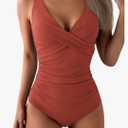 Eomenie Women's One Piece Swimsuits Tummy Control Ruched Push Up Bathing Suit Tie Back Slimming Swimwear (XL)
