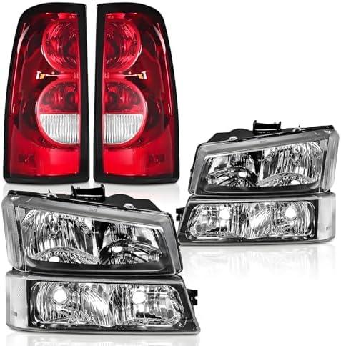 Amazon.com: Headlights Tail Lights Assembly Kit for 2003-2006 Chevy Silverado 1500 2500/2007 Chevy Silverado Classic, Headlamp w/Rear Brake Lamp Taillight, Black Housing Clear Corner : Automotive