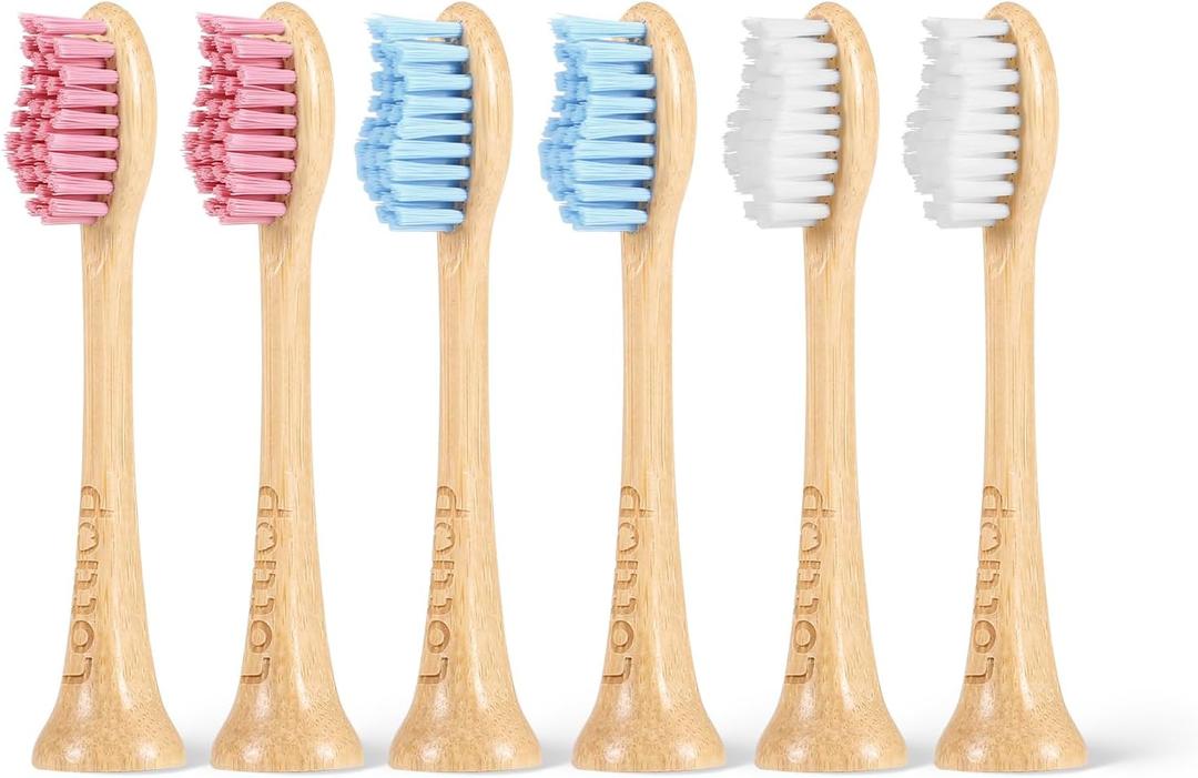 Bamboo Electric Toothbrush Heads, Plant-Based Soft Bristles Electric Toothbrush Replacement Heads, Compatible with Philips Sonicare (Mix and Match 3 Colors)