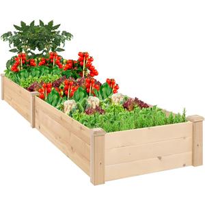 Outdoor Wooden Raised Garden Bed Patio Planter Kit Box Grow for Deck Balcony Vegetables Flowers Gardening - Natural (8ft)