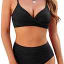 ZAFUL Women High Waisted Bikini Sets Two Piece Swimsuit Push Up Twist Front Ruched Bathing Suit, Size Medium
