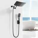 XXL 12.2" Rain Shower Head with Handheld Spray Combo, High Pressure Rainfall Shower Head, Height Adjustable Dual Shower Head, Luxury Waterfall Showerhead Bathroom (Black-Stripe)