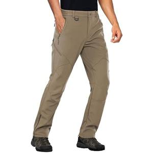 Stlight Mens Snow Ski Water Repellent Softshell Pants for Winter Hiking Fleece Lined Bottom Leg Zipper with 6 Zip Pockets, 34W/30L