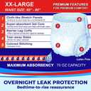 LivDry 2XL Overnight Adult Diapers for Women and Men, XXL Incontinence Underwear, 60-80" Waist, Disposable Pull-On Briefs, XX-Large, 12 Pack