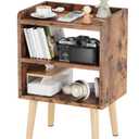 LUCKNOCK Mid Century Modern Nightstand, Wood Bedside Table, 3 Tier Tall End Side Table with Open Storage Shelves, Small Night Stand for Bedroom, Kids Room & Small Spaces, Rustic Brown.