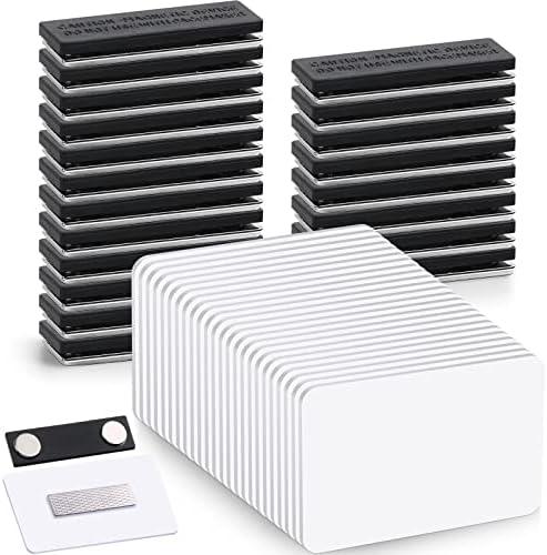 50 Set Name Tags Reusable Name Badge Magnet 3.4 x 2.1'' Blank Magnetic Badge Holder for Personalized Jacket Shirts DIY Kit Office School Supplies