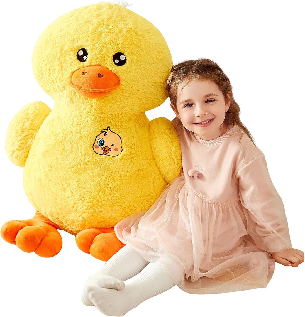 IKASA Large Duck Stuffed Animals Giant Soft Plush Toy,19" Cute Huge Jumbo Fluffy Plushy Big Size Fat Plushie,Gifts for Kids(Yellow, 19 inches)