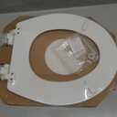 Mayfair Linden Slow Close Toilet Seat, Non Slip Heavy Duty Wood, Easy Install, Round, White