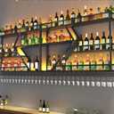 79" Metal Wine Rack Wall Mounted, Modern Bar Shelves Wall Mounted Wine Rack with LED Light, Liquor Shelf Wall Mounted, Bar Shelves for Liquor Bottles (Black with Warm Led, 79--3 Tier)
