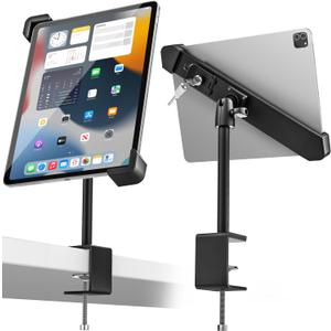 Anti-Theft Retail Kiosk Tablet Stand - [Dual Security Lock] 360 Swivel Locking iPad POS Stand Holder, for 7-11" iPad Pro/Air/Mini, Galaxy Tab, Surface, for Store Display Office Kitchen Desktop