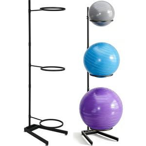 tonchean Yoga Ball Holder, 3 Tier Exercise Ball Stand Stability Ball Storage Rack Vertical Yoga Accessories Stand Tower for Home & Commercial Gym Organizer