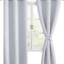 Hiasan Room Darkening Window Curtains for Bedroom, Thermal Insulated, Energy Saving Blackout Curtains, Set of 2 Panels, Sewn with Tiebacks, Grommet Top (Greyish White, Width 42 Inch x Length 63 Inch)