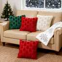 3-Pack Christmas Tree Pillow Covers 18x18 Inch - Xmas Throw Pillow Cover Decorations - Soft Plush Cushion Case for Christmas Sofa Couch Bed Room Decoration - Winter Holiday Home Decor