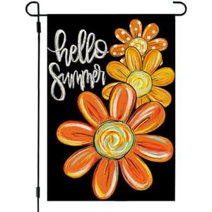 3 pack CROWNED BEAUTY Summer Garden Flag Daisy Double Sided 12x18 Inches Small Burlap Seasonal Welcome Yard Decoration for Outside Porch CF1818-12