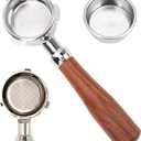 54mm Bottomless Portafilter, Espresso Accessories Fits Breville Barista Series BES870/878/880 & 54mm Breville Machines, Stainless Steel Filter Basket and Premium Mahogany Handle