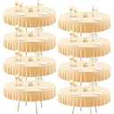 8 Pack Champagne Spandex Tablecloths for 60 Inch Round Table, Stretchy Fitted 5FT Cloths With Skirt for Wedding, Banquet, Birthday Party, Buffet, Restaurant