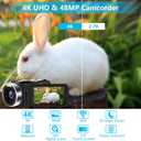 4K Video Camera Camcorder 48MP 30FPS IR Night Vision WiFi Camera Recorder, 18X Digital Zoom 3" Touch Screen Vlogging Camera for YouTube with Microphone, SD Card, Lens Hood, Stabilizer, Remote Control