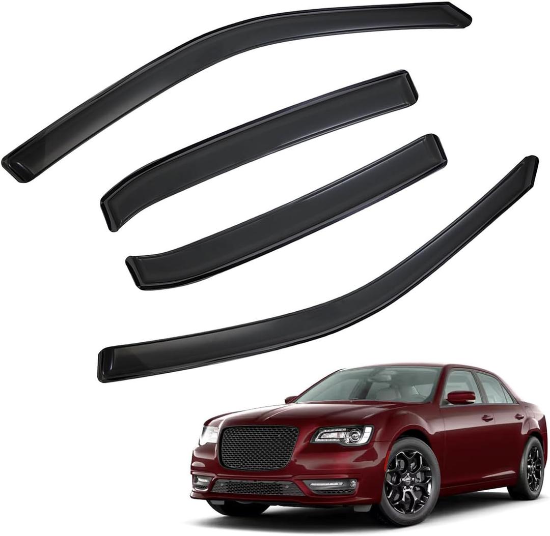 in-Channel Rain Guards Compatible with 2011-2023 Chrysler 300 Smoke Tint Vent Visors Side Window Deflectors 4pcs