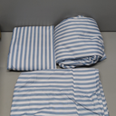 Lightweight Super Soft Easy Care Microfiber 4 Piece Bed Sheet Set With 14-inch Deep Pockets - Queen Size, Dusty Blue Pinstripe,Printed