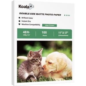 Koala Photo Paper Double-side Matte 11X17 Inches Compatible with Inkjet Printer 48LB for Presentation 100 Sheets 180GSM