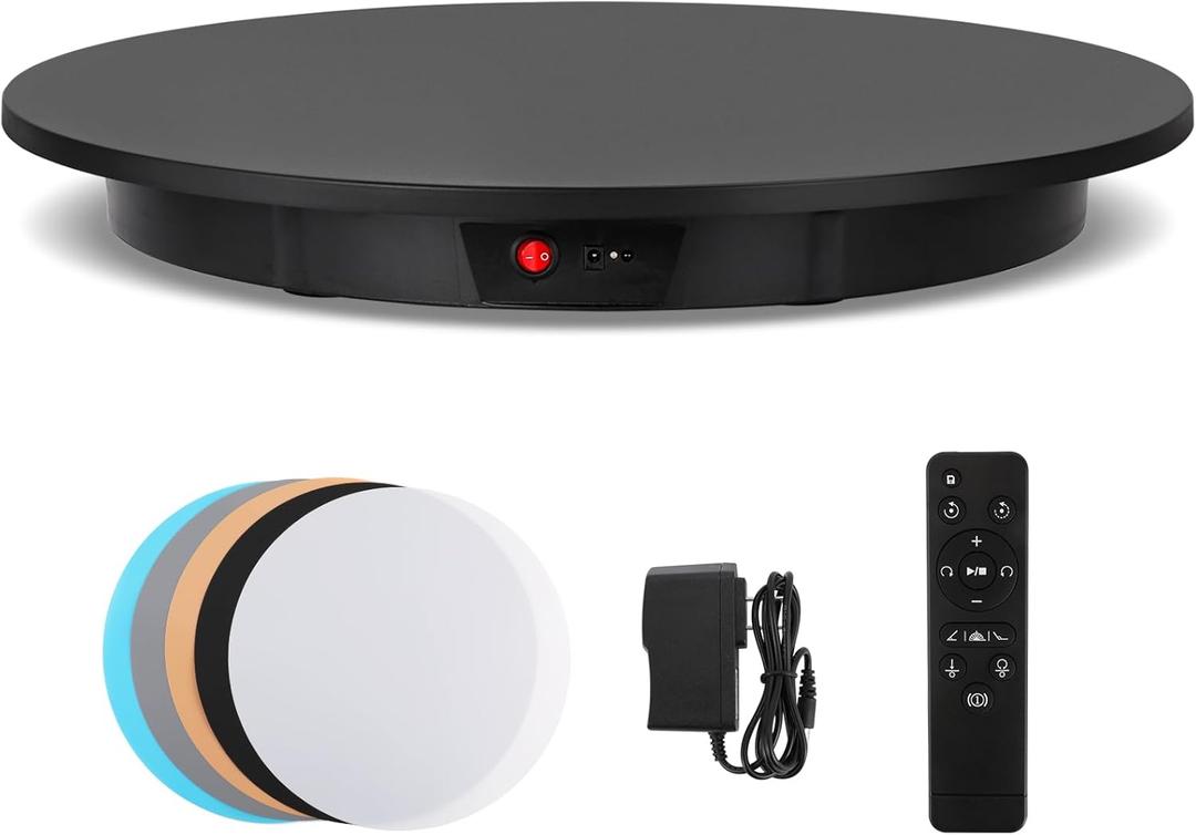 Large Photography Turntable 24inch/330lb Motorized Rotating Display Stand 360 Degree with Remote Control Electric Turntable for Products, Model Photo or Video(Black) (Black)