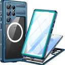 Lanhiem Magnetic for Samsung Galaxy S25 Ultra Case, IP68 Waterproof Dustproof Case, [Compatible with Magsafe] [Built-in Lens & Screen Protector] Full Body Shockproof Rugged Phone Cover 6.9 inch, Blue