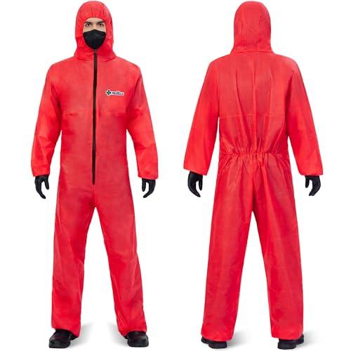 Medtecs Hazmat Suits Disposable - with Collar - Fabric Passed AAMI Level 4 Coverall for Biohazard Chemical Protection | S