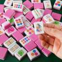 Soulchen Kaleidoscope Mahjong Tile Set 160 Mahjong Tiles 1.2'' Pink American Mahjongs Tile Set with Mahjongs Bag